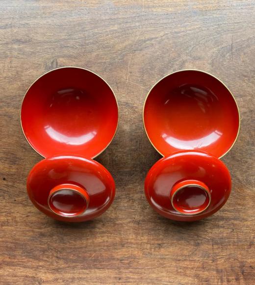 朱红大漆金漆沿盖碗两件套组，顺丰包邮 商品图0