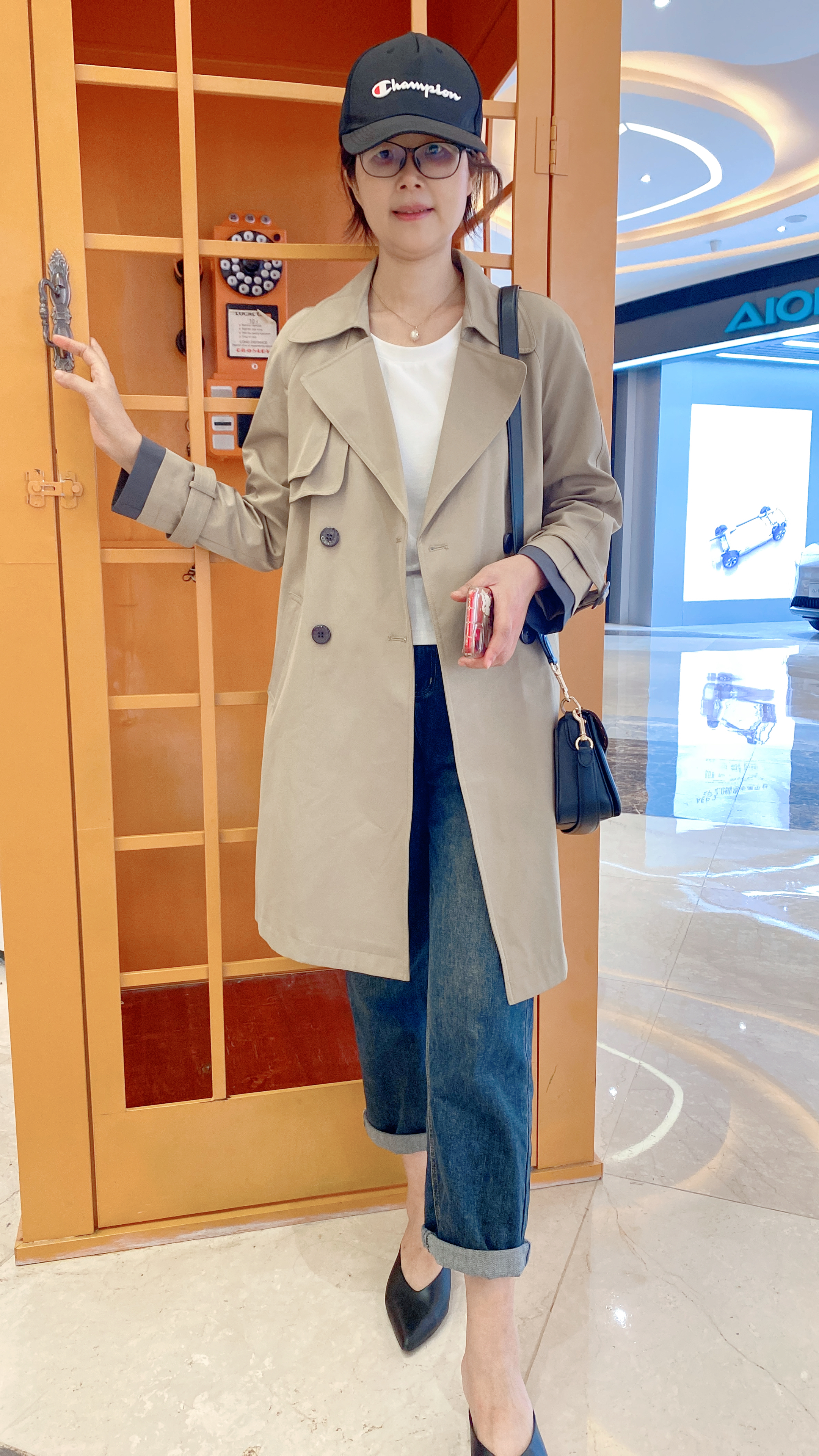 C6369        时尚英伦拼色收腰显瘦百搭中长款风衣外套（特价不退换）