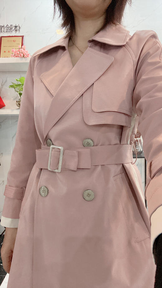 C6369        时尚英伦拼色收腰显瘦百搭中长款风衣外套（特价不退换） 商品图4