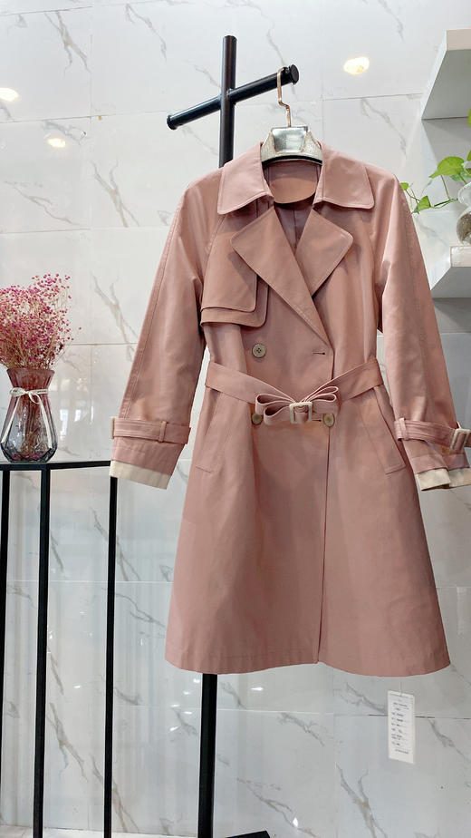 C6369        时尚英伦拼色收腰显瘦百搭中长款风衣外套（特价不退换） 商品图5