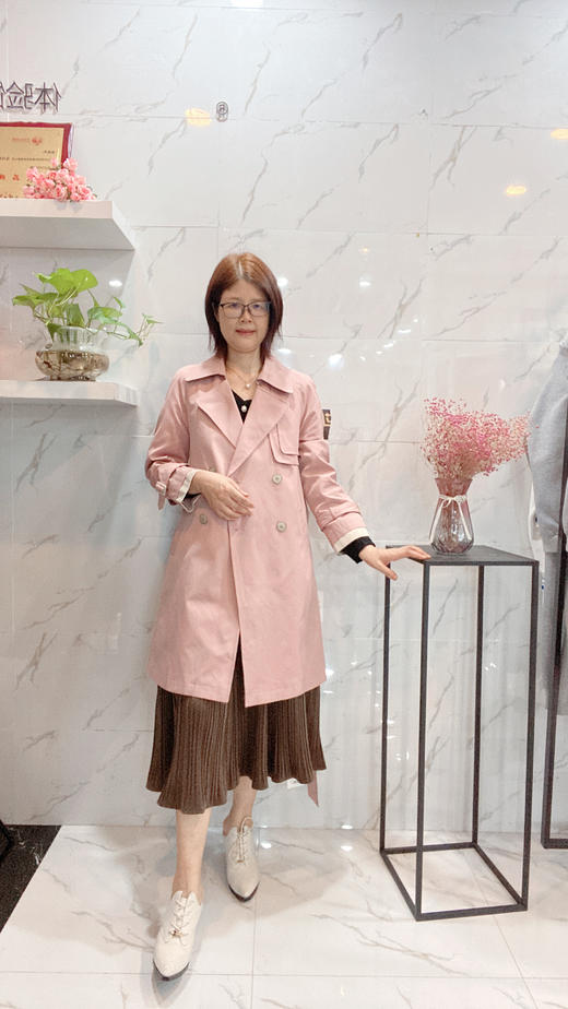 C6369        时尚英伦拼色收腰显瘦百搭中长款风衣外套（特价不退换） 商品图3