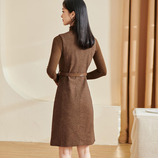 米思阳2025秋冬季新款简约气质时尚套装羊毛双排扣裙子两件套厚3181 商品图2