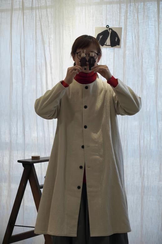 （4折）FRANCESCA AMAM LABEL军绿/米白/黑圆领中长外套 商品图5