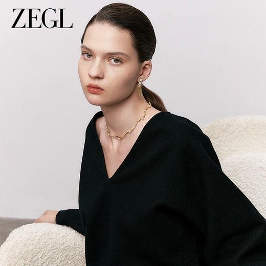 ZEGL设计师漫时光系列法式人造珍珠项链女轻奢小众气质锁骨毛衣链 商品图4