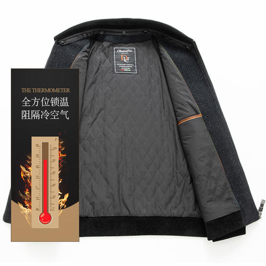 【新款DKP】大依优型大码男装翻领棉服夹克商务外套男休闲加肥加大夹克上衣胖子显瘦棉衣 商品图1