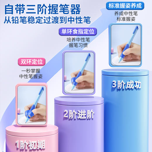 猫太子爱握初学者中性笔小学生专用圆珠笔签字笔刷题矫正握姿初学者正姿中性笔黑色水笔文具用品儿童练字笔 商品图1