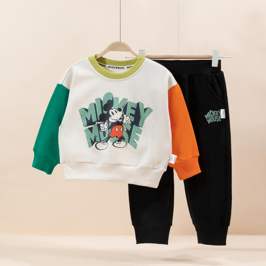 迪士尼（Disney）童装男童套装卡通米奇撞色卫衣套装舒适柔软秋新品ZD3CT011 商品图3