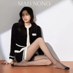 MAD NONO秋冬女团光腿神器腿精幂式黑丝双层裸感防勾丝加绒打底袜