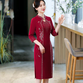 秋季新品，长款复合丝提花改良旗袍妈妈装宴会喜婆婆回娘家旗袍礼服BJ-23027