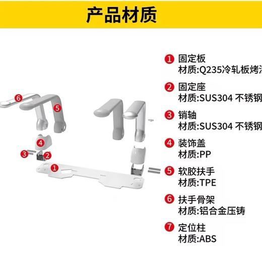 免打孔马桶扶手架卫生间老年人助力厕所坐便器安全折叠扶手 商品图3