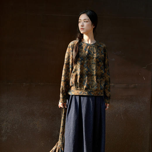 绽放864朵/大漠色甘肃地貌印花加绒重磅纯棉加厚高级艺术感衬衫 商品图2