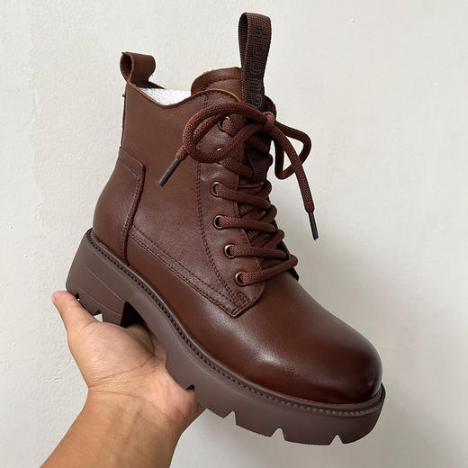 FR 23820头层牛皮橡胶发泡底单里加绒真皮马丁靴 商品图2