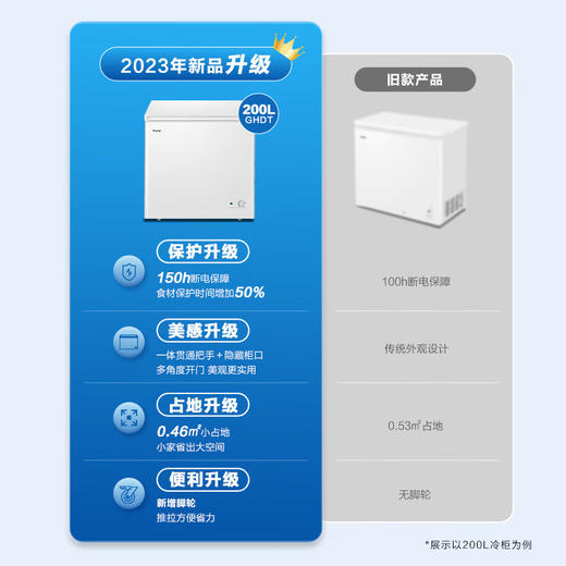 海尔（Haier）200升低霜小冰柜家用商用冷藏柜冷冻柜两用冰柜小型租房用小冰箱小型冷柜BC/BD-200GHDT 商品图2