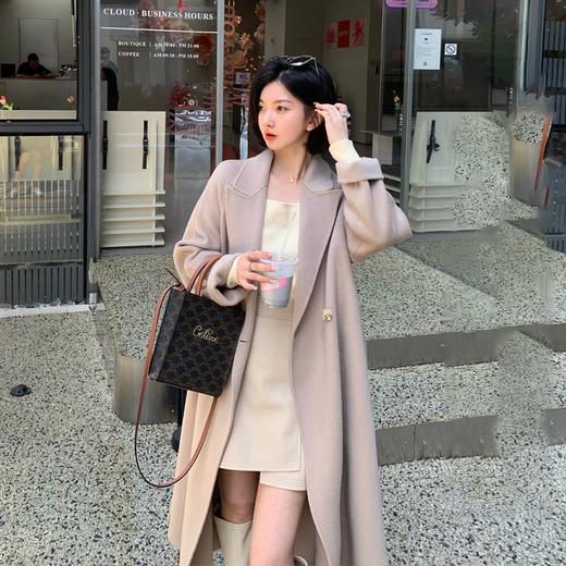 金蘑菇菇  赫拉女神 100羊毛灰色经典大气双面呢大衣 商品图1