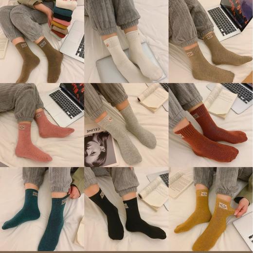 tutu anna笑脸加厚毛圈袜中筒仿羊毛毛巾地板袜保暖女冬季袜子10双装 商品图1