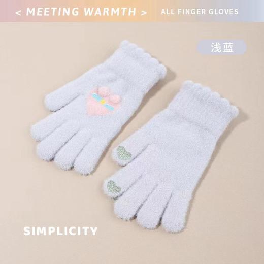 冬季【韩系可爱保暖手套】骑车防寒 露指触屏 加绒加厚毛绒针织手套 商品图9