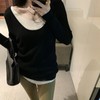 芥末绿针织衫【宽松设计感修身毛衣】假两件内搭 秋冬长袖打底衫 商品缩略图5
