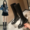ZHR骑士靴女2023秋季新款简美圆头休闲百搭潮流厚底长筒靴女 商品缩略图0