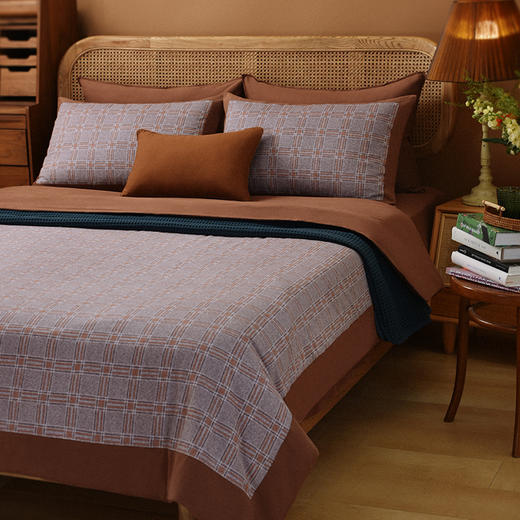 学院格纹四件套全棉复古床上四件套 商品图0