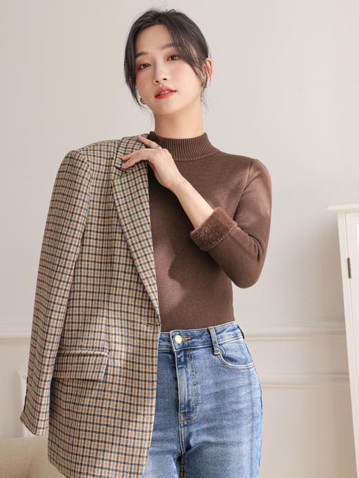 【一件抵3件】时尚半高领一体水貂绒毛衣 女士中领加绒加厚针织毛线内搭 商品图2