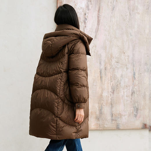 玳莎轻量感棉花糖中长款连帽羽绒服女冬季保暖立领外套  DD41309 商品图2