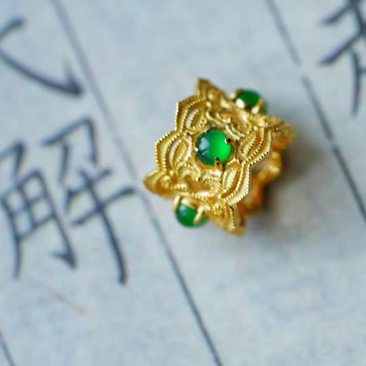 龢盒原创 9k金镶冰绿翡翠小蛋面如意路路通 商品图0