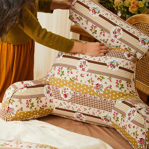 南法碎花护颈多功能靠枕床头沙发软包高级感靠垫 商品图1