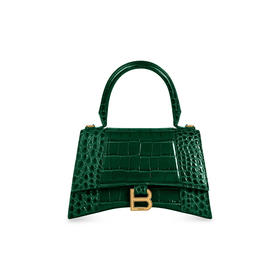 BALENCIAGA 巴黎世家 女士 HOURGLASS 鳄鱼纹压纹小号提挎包 绿色 593546 1LRGM 3011