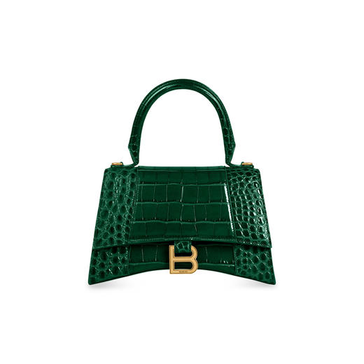 BALENCIAGA 巴黎世家 女士 HOURGLASS 鳄鱼纹压纹小号提挎包 绿色 593546 1LRGM 3011 商品图0