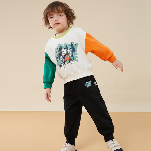 迪士尼（Disney）童装男童套装卡通米奇撞色卫衣套装舒适柔软秋新品ZD3CT011 商品图1