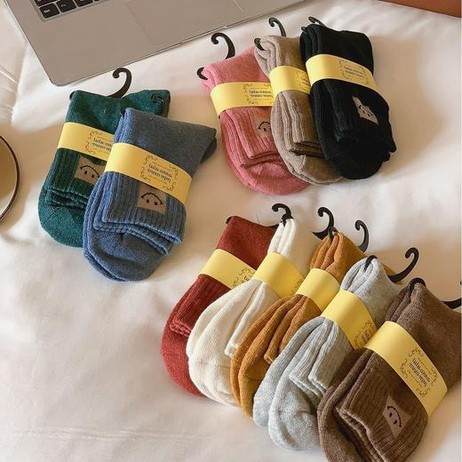 tutu anna笑脸加厚毛圈袜中筒仿羊毛毛巾地板袜保暖女冬季袜子10双装 商品图2