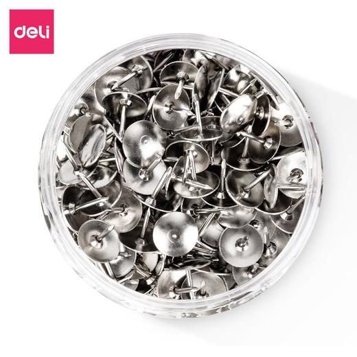 得力图钉0040金属圆头钉大头钉子 软木钉墙钉按钉300枚镀镍图钉 商品图4