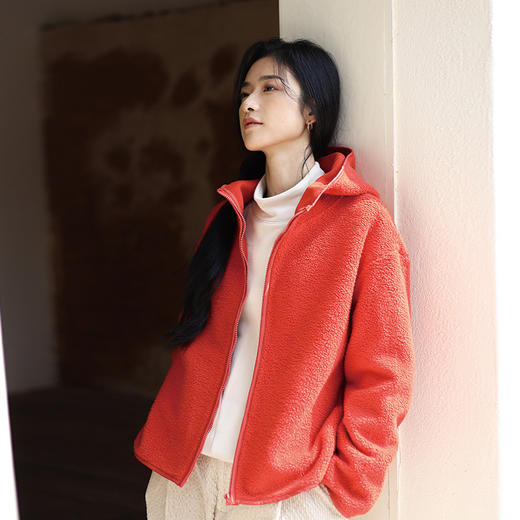 绽放924朵/抱抱连帽卫衣羊毛感天然长绒棉加厚保暖摇粒绒上衣外套 商品图1