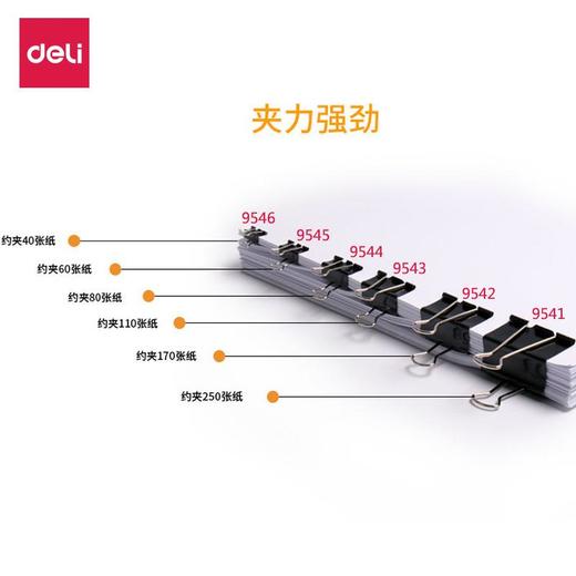 得力黑色长尾夹大号燕尾夹中号财务票据夹小号铁夹子蝴蝶夹凤尾夹 商品图3