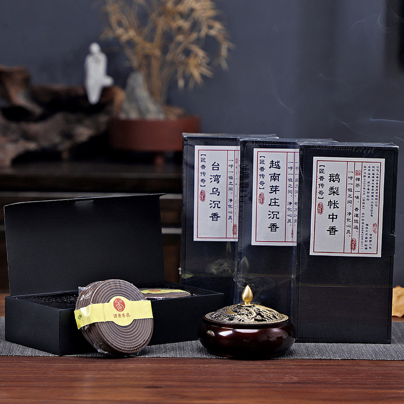 李师傅调香师四盒，鹅梨帐中香礼盒盘香越南芽庄沉香卧房睡眠香薰室内用香印度老山檀香熏