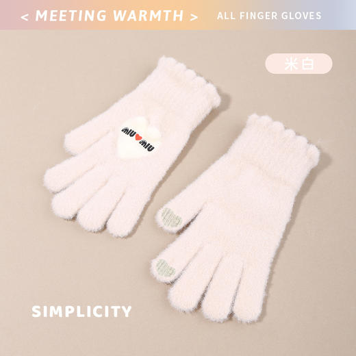 冬季【韩系可爱保暖手套】骑车防寒 露指触屏 加绒加厚毛绒针织手套 商品图7