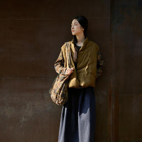 绽放864朵/大漠色甘肃地貌印花加绒重磅纯棉加厚高级艺术感衬衫