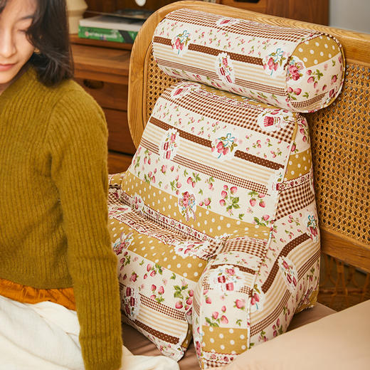 南法碎花护颈多功能靠枕床头沙发软包高级感靠垫 商品图0