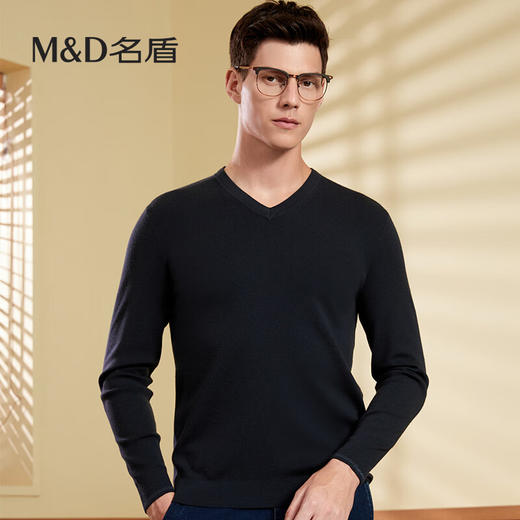 【名盾】MD名盾羊毛衫V领男秋冬纯羊毛保暖内搭针织毛衫08565 商品图0
