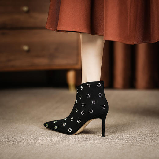 冬季新款，内外真皮水钻舒适气质短靴YLY-W166-05 商品图5