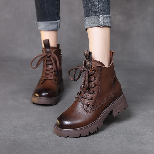 FR 23820头层牛皮橡胶发泡底单里加绒真皮马丁靴 商品图3