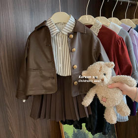 【时尚韩版风！舒适又自信】女童韩版皮衣外套秋季新款，儿童复古风pu夹克衫机车外套，呆萌迷人 质感细腻 手感舒适 引领潮流 hh