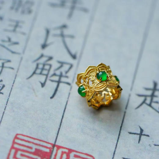 龢盒原创 9k金镶冰绿翡翠小蛋面如意路路通 商品图2