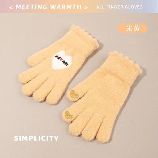 冬季【韩系可爱保暖手套】骑车防寒 露指触屏 加绒加厚毛绒针织手套 商品图5