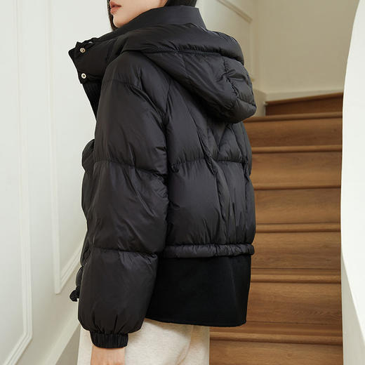 玳莎阔版软糯短款羽绒服女冬季新款宽松双面呢拼接设计感外套  DD41304 商品图3