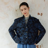 绽放848朵/高端浮雕提花羊毛棉服蓝黑花时尚复古显瘦短外套西装 商品缩略图0