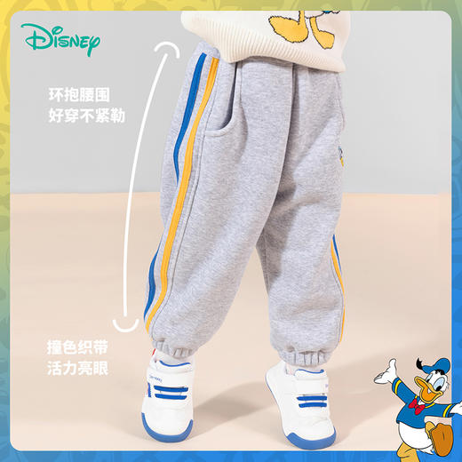 迪士尼童装男童百搭休闲长裤冬季新款加绒加厚撞色束脚裤ZD3CK002 商品图1