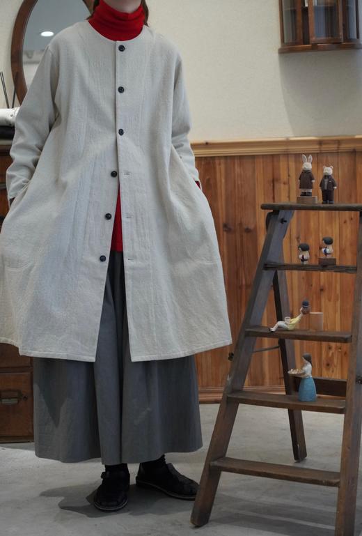 （4折）FRANCESCA AMAM LABEL军绿/米白/黑圆领中长外套 商品图0