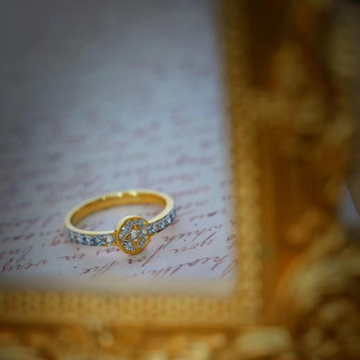 龢盒原创 9k金镶钻白蓝宝招财小戒指 商品图1