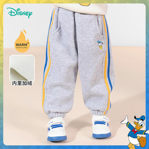 迪士尼童装男童百搭休闲长裤冬季新款加绒加厚撞色束脚裤ZD3CK002 商品图0